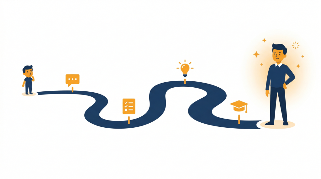 ChatGPT初心者から中級者へのロードマップ図解 - AI学習教室チームあいおい