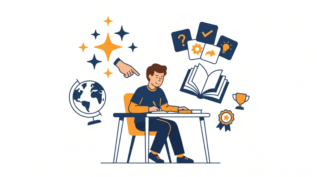 Geminiで語学・資格勉強するイラスト